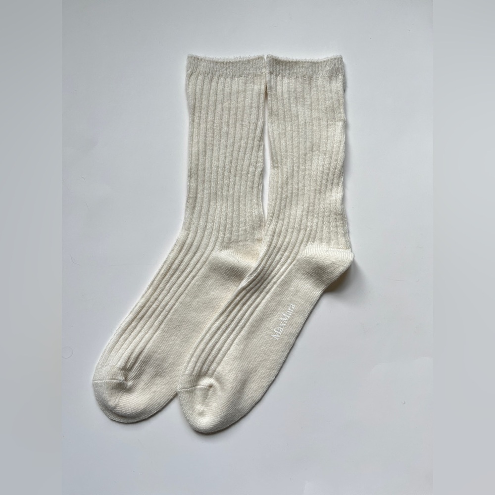 MaxMara Ribbed White cashmere and wool Socks
